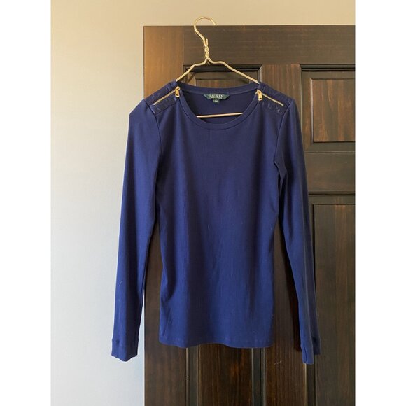 Navy Lauren Ralph Lauren Longsleeve shirt size M - Picture 2 of 8